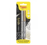 Jovi Metallic Marker Pack con 2 Rotuladores Metalicos Oro y Plata - Tinta Base Agua - Efecto Metalico - Ideal para Papel Oscuro - Removible en Superficies No Porosas - Colores Surtidos