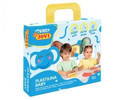 Jovi My First Plastilina Estuche de 4 Pastillas de Plastilina 38gr - Super Blanda - Estimula Creatividad y Sensibilidad Tactil - Fortalece Musculos de Manos y Dedos - Colores Surtidos