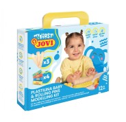 Jovi My First Plastilina Kit de Modelaje con 4 Pastillas de Plastilina 38gr + 3 Rodillos de Madera - Super Blanda - Estimula Creatividad y Sensibilidad Tactil - Fortalece Musculos de Manos y Dedos - Colores Surtidos