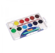 Jovi Pack de 12 Acuarelas en Pastilla + Pincel - Brillantes - Facilmente Mezclables - Colores Surtidos
