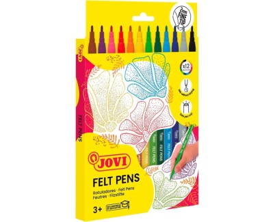 Jovi Pack de 12 Rotuladores - Punta de 2mm - Trazo Fino - Amplia Variedad de Tonos - Tinta de Gran Fijacion - Capuchon de Seguridad Ventilado - Colores Surtidos