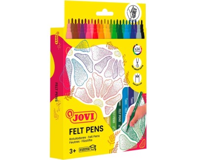 Jovi Pack de 24 Rotuladores - Punta de 2mm - Trazo Fino - Amplia Variedad de Tonos - Tinta de Gran Fijacion - Capuchon de Seguridad Ventilado - Colores Surtidos