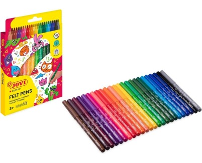 Jovi Pack de 24 Rotuladores - Punta de 3mm - Trazo Medio - Amplia Variedad de Tonos - Tinta de Gran Fijacion - Capuchon de Ventilado - Grip Triangular Ergonomico - Colores Surtidos