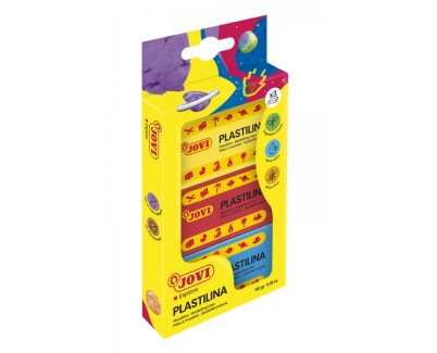 Jovi Pack de 3 Pastillas de Plastilina 50gr - No Se Seca - Sin Gluten - Facil de Moldear - Libre de Alergenos - No Toxica - Colores Surtidos