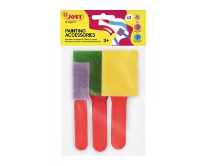 Jovi Painting Accessories Pack de 3 Pinceles de Espuma - Tama&ntilde;os Diferentes - Especiales para Pintura de Dedos - Faciles de Limpiar con Agua y Jabon - Color Varios