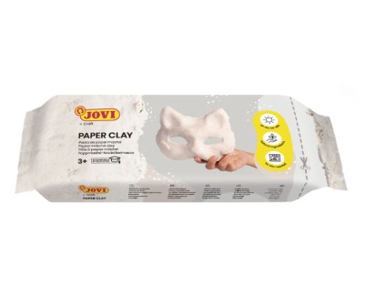 Jovi Paper Clay Pasta de Papelmache 680gr - Lista para Usar - Secado al Aire - Ligera y Facil de Modelar - No Mancha - Ideal para Figuras y Mascaras - Color Blanco