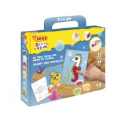 Jovi Play & Fun Kit Pinta con Arena Ocean con 8 Botes de Arena + 1 Punzon + 3 Laminas con Diseños de Animales Acuaticos - Colores Surtidos