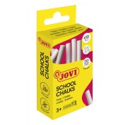 Jovi School Chalks Caja con 10 Tizas Blancas - Compactas - sin Polvo - Materias Primas Naturales - Trazos Nitidos - Faciles de Borrar - Muy Resistentes - Poco Resto de Polvo - Color Blanco