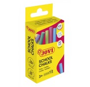 Jovi School Chalks Caja de 10 Tizas - Compactas - sin Polvo - Materias Primas Naturales - Trazos Nitidos - Faciles de Borrar - Resistentes - Poco Resto de Polvo - Color Surtido