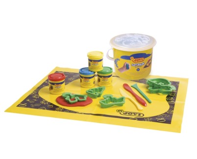 Jovi Soft Dough Blandiver Cubo 4 Botes 50gr + Accesorios - Blanda y Flexible - Facil de Amasar y Moldear - Ideal para Iniciacion al Modelaje - Color Varios
