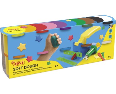 Jovi Soft Dough Blandiver Estuche de 10 Botes 110gr - Blanda y Flexible - Facil de Amasar y Moldear - Ideal para Iniciacion al Modelaje - Fomenta Creatividad y Motricidad Fina - Color Surtido