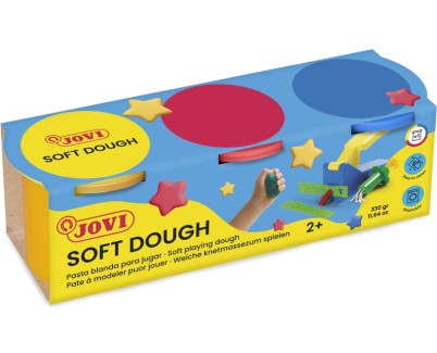 Jovi Soft Dough Blandiver Estuche de 3 Botes 110gr - Blanda y Flexible - Facil de Amasar y Moldear - Ideal para Iniciacion al Modelaje - Fomenta Creatividad y Motricidad Fina - Color Surtido