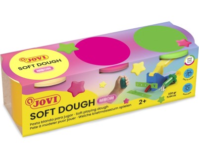 Jovi Soft Dough Blandiver Pack de 3 Botes 110gr - Blanda y Flexible - Facil de Amasar y Moldear - Ideal para Iniciacion al Modelaje - Colores Neon Surtidos