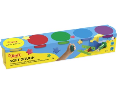 Jovi Soft Dough Estuche de 5 Botes 110G - Blanda y Flexible - Facil de Amasar y Moldear - Fomenta Creatividad y Motricidad Fina - Uso Educativo y Terapeutico - Color Surtido