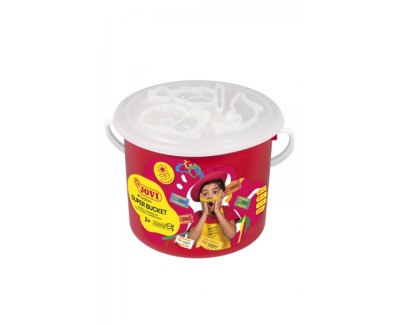 Jovi Super Bucket Pack 6 Pastillas de Plastilina 50gr + Accesorios - Pasta Vegetal - No Se Seca - sin Gluten - Inocua - Facil de Moldear - Ideal para Figuras en Volumen - Color Surtido