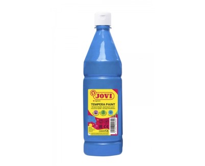 Jovi Tempera Paint Tempera Liquida 1000ml - Base Agua - Lista para Usar - Alto Poder Cubriente - Secado Rapido - Excelente Rendimiento - Facil Aplicacion - Color Azul Cyan