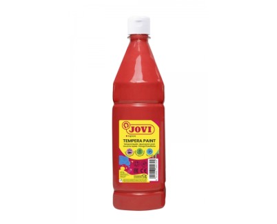 Jovi Tempera Paint Tempera Liquida 1000ml - Base Agua - Lista para Usar - Alto Poder Cubriente - Secado Rapido - Excelente Rendimiento - Facil Aplicacion - Color Rojo Bermellon