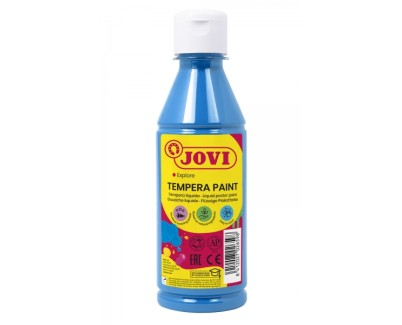 Jovi Tempera Paint Tempera Liquida 250ml - Base Agua - Lista para Usar - Alto Poder Cubriente - Secado Rapido - Excelente Fluidez - Adherencia en Multiples Superficies - Color Azul Cyan