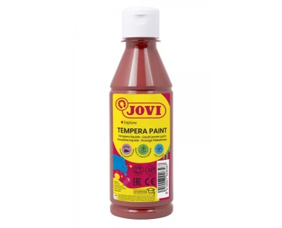 Jovi Tempera Paint Tempera Liquida 250ml - Base Agua - Lista para Usar - Alto Poder Cubriente - Secado Rapido - Excelente Fluidez - Adherencia en Multiples Superficies - Color Marron