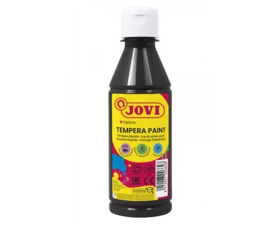 Jovi Tempera Paint Tempera Liquida 250ml - Base Agua - Lista para Usar - Alto Poder Cubriente - Secado Rapido - Excelente Fluidez - Adherencia en Multiples Superficies - Color Negro