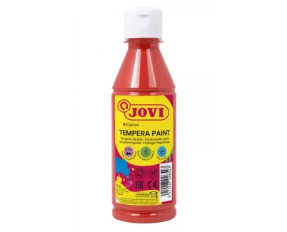 Jovi Tempera Paint Tempera Liquida 250ml - Base Agua - Lista para Usar - Alto Poder Cubriente - Secado Rapido - Excelente Fluidez - Adherencia en Multiples Superficies - Color Rojo Bermellon