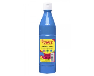 Jovi Tempera Paint Tempera Liquida 500ml - Base Agua - Lista para Usar - Alto Poder Cubriente - Secado Rapido - Excelente Fluidez - Adherencia en Multiples Superficies - Color Azul Cyan