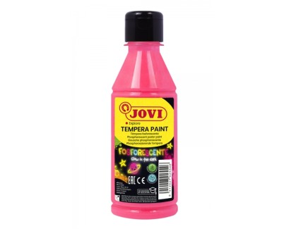 Jovi Tempera Paint Tempera Liquida Fosforescente 250ml - Brilla en la Oscuridad - Secado Rapido - Excelente Rendimiento - Facil Aplicacion - Buena Adherencia - Color Rosa