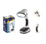 Jupiter Lampara de Sobremesa COB-LED 40lm - Tambien se puede Usar como Linterna - Funciona con 3 Pilas AA - Color Plata/Negro