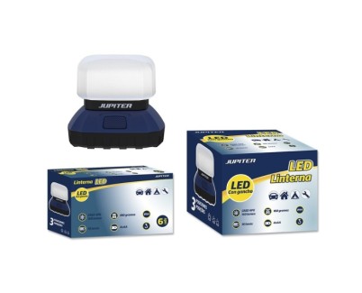 Jupiter Linterna Camping LED CREE-XPE 150lm - 3 Intensidades - Resistencia IPX4 - Funciona con 4 Pilas AA (No Incluidas) - Color Azul/Negro
