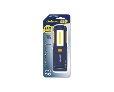 Jupiter Linterna de Trabajo LED+COB 250lm - Con Iman y Gancho - Resistencia IP44 - Funciona con 4 Pilas AA (No Incluidas) - Color Azul