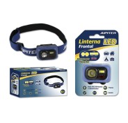 Jupiter Linterna Frontal LED 200lm + COB 50lm - Resistencia IP65 - Goma Ajustable para Cabeza - Funciona con 3 Pilas AAA (No Incluidas) - Color Azul