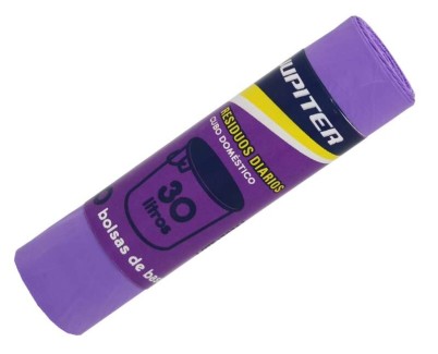 Jupiter Rollo de 10 Bolsas de Basura de 30L - Primera Calidad - Color Morado