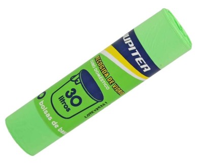 Jupiter Rollo de 10 Bolsas de Basura de 30L - Primera Calidad - Color Verde