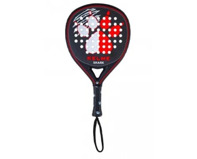 Kelme Shark Pala de Padel - Forma Mixta - Marco 100% Carbono - Cara 100% Fibra de Carbono - Nucleo Xtra Soft Eva