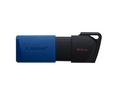 Kingston DataTraveler Exodia M Memoria USB 64GB - USB 3.2 Gen 1 - Capuchon Movil - Enganche para Llavero - Color Negro/Azul (Pendrive)