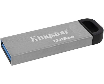 Kingston DataTraveler Kyson Memoria USB 128GB - 3.2 Gen 1 - 200 MB/s en Lectura - Diseño Metalico - Color Plata (Pendrive)