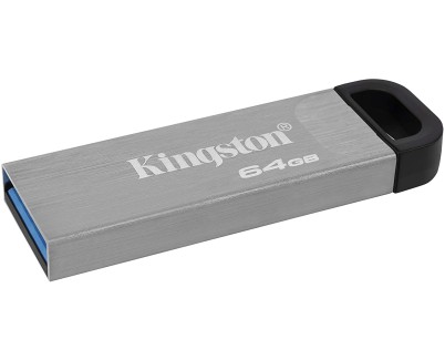 Kingston DataTraveler Kyson Memoria USB 64GB - 3.2 Gen 1 - 200 MB/s en Lectura - Diseño Metalico - Color Plata (Pendrive)