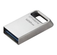 Kingston DataTraveler Micro Memoria USB 128GB - USB 3.2 Gen 1 - Ultracompacta y Ligera - Enganche para Llavero - Cuerpo Metalico (Pendrive)