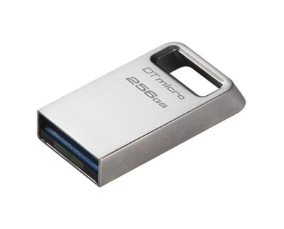 Kingston DataTraveler Micro Memoria USB 256GB - USB 3.2 Gen 1 - Ultracompacta y Ligera - Enganche para Llavero - Cuerpo Metalico (Pendrive)