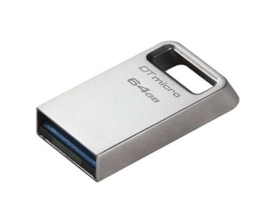 Kingston DataTraveler Micro Memoria USB 64GB - USB 3.2 Gen 1 - Ultracompacta y Ligera - Enganche para Llavero - Cuerpo Metalico (Pendrive)