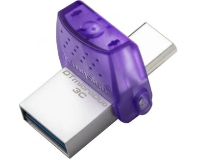 Kingston DataTraveler microDuo 3C Memoria USB-A + USB-C 128GB 3.2 Gen 1 - Velocidad de Lectura 200 MB/s - Tapon Protector (Pendrive)