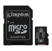 Kingston Tarjeta Micro SDHC 32GB Clase 10 100MB/s Canvas Select Plus + Adaptador SD