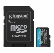 Kingston Tarjeta Micro SDXC 256GB UHS-I U3 V30 Clase 10 200MB/s Canvas Go Plus con Adaptador