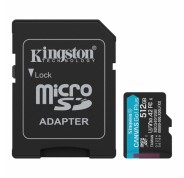 Kingston Tarjeta Micro SDXC 512GB UHS-I U3 V30 Clase 10 200MB/s Canvas Go Plus con Adaptador
