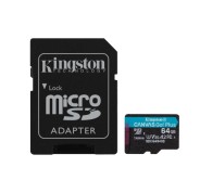 Kingston Tarjeta Micro SDXC 64GB UHS-I U3 V30 Clase 10 200MB/s Canvas Go Plus con Adaptador