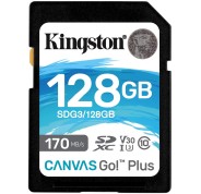 Kingston Tarjeta SDXC 128GB UHS-I U3 V30 Clase 10 170MB/s Canvas Go Plus