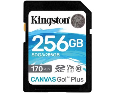 Kingston Tarjeta SDXC 256GB UHS-I U3 V30 Clase 10 170MB/s Canvas Go Plus