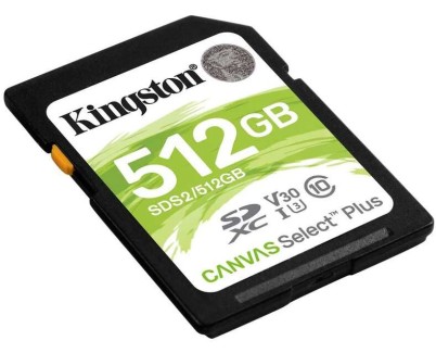 Kingston Tarjeta SDXC 512GB UHS-I Clase 10 100MB/s Canvas Select Plus