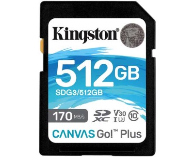 Kingston Tarjeta SDXC 512GB UHS-I U3 V30 Clase 10 170MB/s Canvas Go Plus