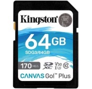 Kingston Tarjeta SDXC 64GB UHS-I U3 V30 Clase 10 170MB/s Canvas Go Plus